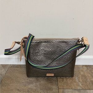 Consuela Metallic Crossbody Bag with Rainbow Strap